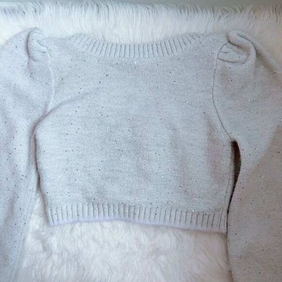 For Love & Lemons Odette Cardigan in Cream Size XS Cropped Puffed Sleeves - Picture 2 of 6